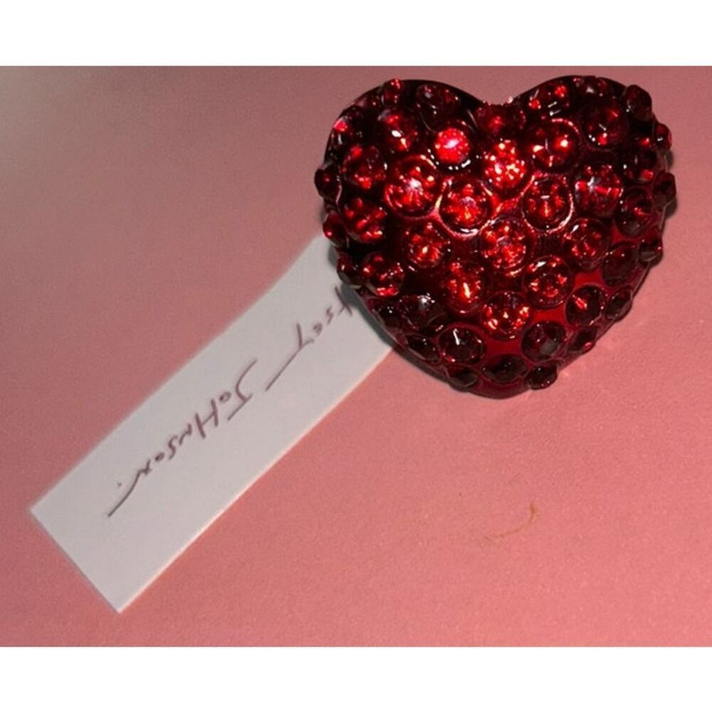 Betsey Johnson Red Crystal Large Heart Adjustable Stretch Ring Kawaii Cutecore - Picture 4 of 6